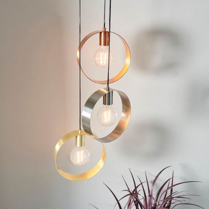 Endon 81922 - HOOP cable pendant light 3x E27/40W/230V, gold/copper/matte chrome