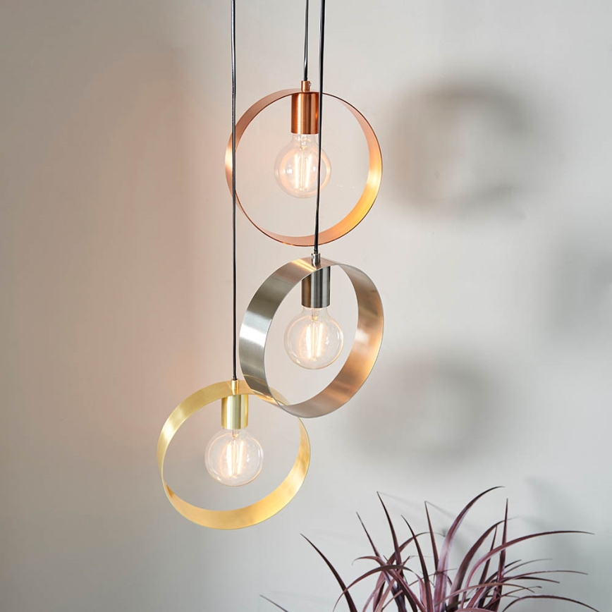 Endon 81922 - HOOP cable pendant light 3x E27/40W/230V, gold/copper/matte chrome