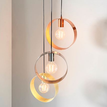 Endon 81922 - HOOP cable pendant light 3x E27/40W/230V, gold/copper/matte chrome