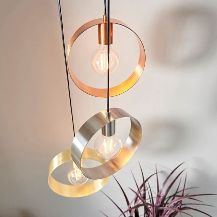 Endon 81922 - HOOP cable pendant light 3x E27/40W/230V, gold/copper/matte chrome