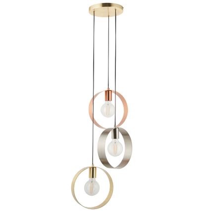 Endon 81922 - HOOP cable pendant light 3x E27/40W/230V, gold/copper/matte chrome
