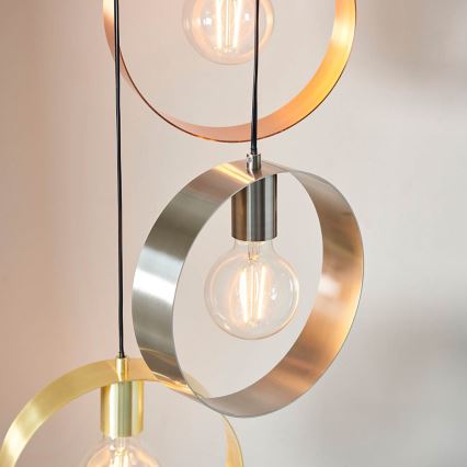 Endon 81922 - HOOP cable pendant light 3x E27/40W/230V, gold/copper/matte chrome