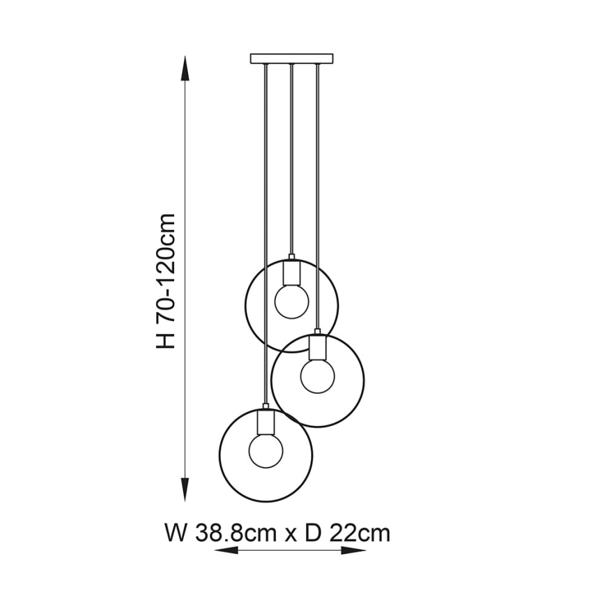 Endon 81922 - HOOP cable pendant light 3x E27/40W/230V, gold/copper/matte chrome