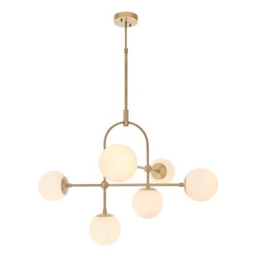 Endon 90842 - Rod-mounted chandelier 6xE14/7W/230V brass/white