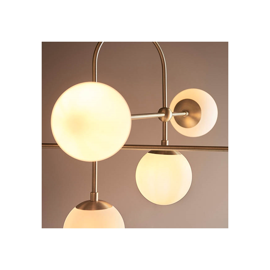 Endon 90842 - Rod-mounted chandelier 6xE14/7W/230V brass/white