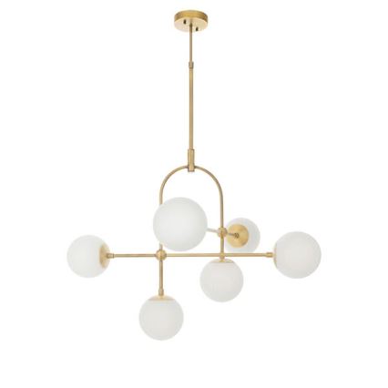 Endon 90842 - Rod pendant ONTARIO 6xE14/7W/230V brass/white