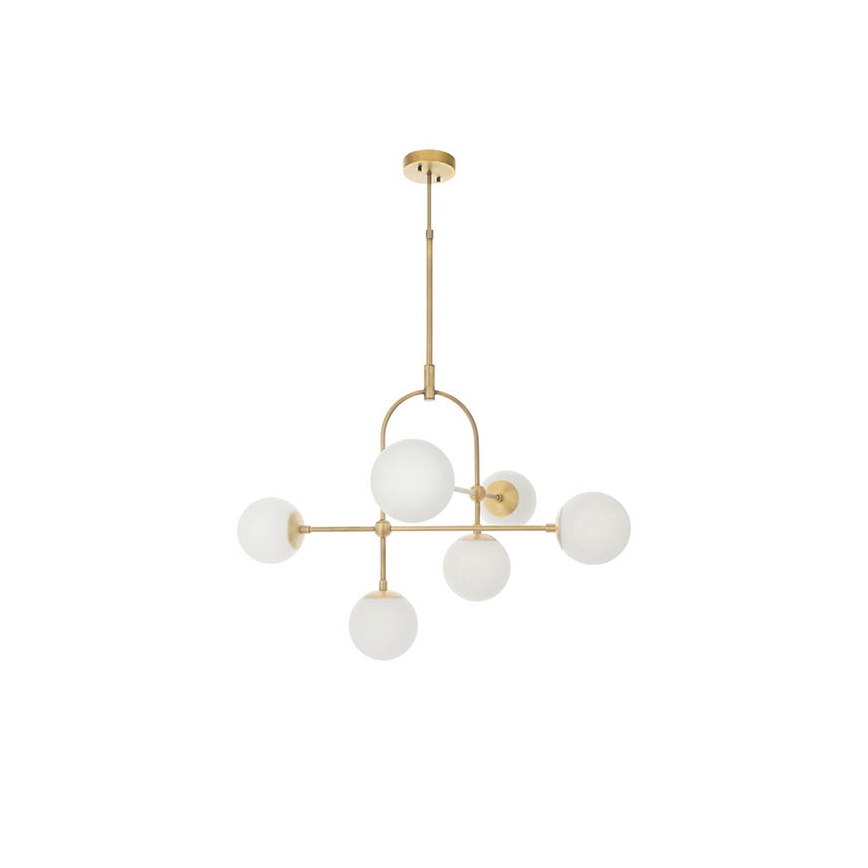 Endon 90842 - Rod pendant ONTARIO 6xE14/7W/230V brass/white