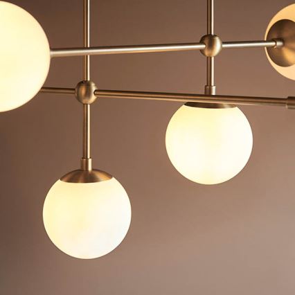 Endon 90842 - Rod pendant ONTARIO 6xE14/7W/230V brass/white