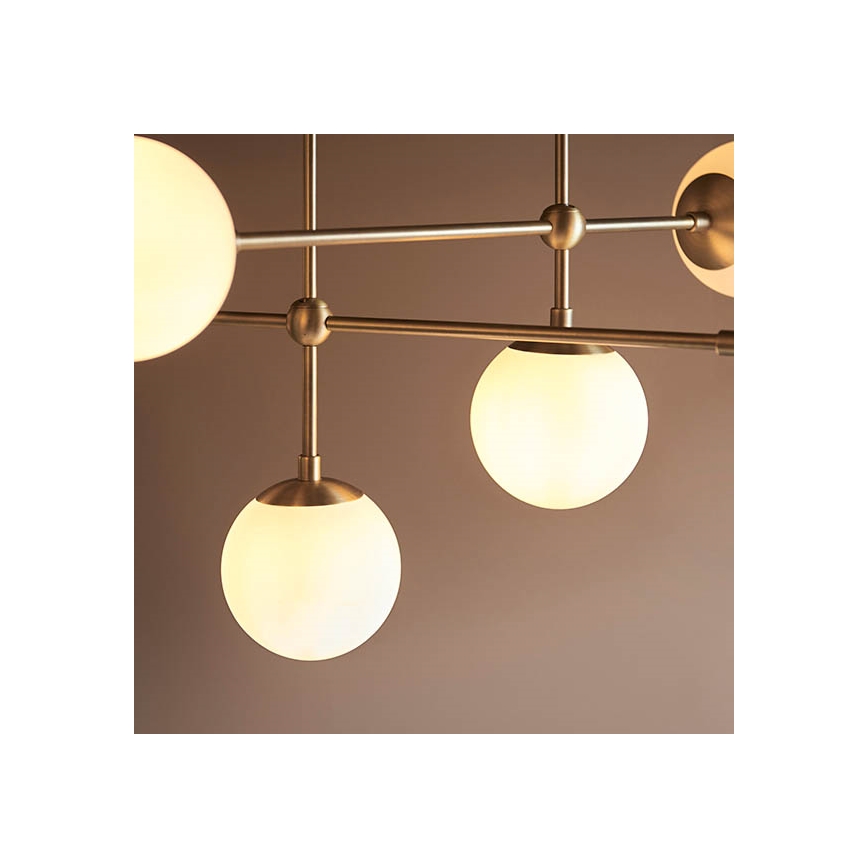 Endon 90842 - Rod pendant ONTARIO 6xE14/7W/230V brass/white