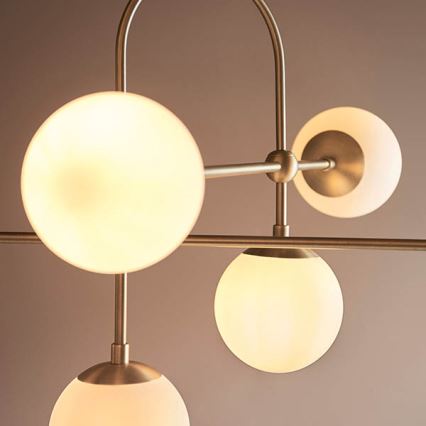Endon 90842 - Rod pendant ONTARIO 6xE14/7W/230V brass/white