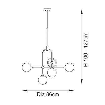 Endon 90842 - Rod pendant ONTARIO 6xE14/7W/230V brass/white