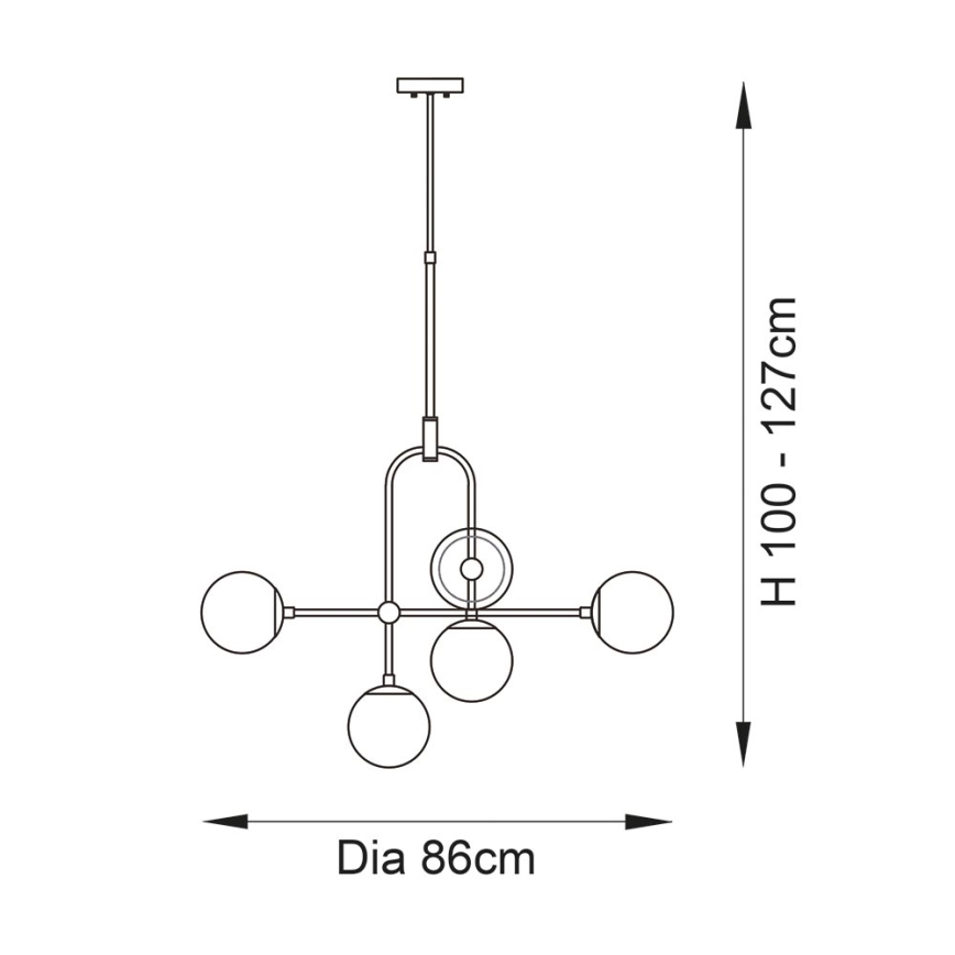 Endon 90842 - Rod pendant ONTARIO 6xE14/7W/230V brass/white