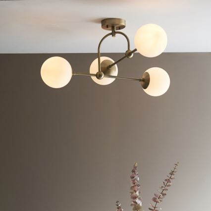 Endon 90843 - ONTARIO flush-mounted chandelier 4xE14/7W/230V brass