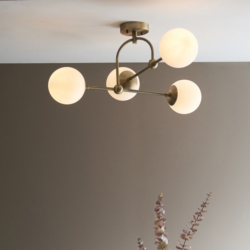 Endon 90843 - ONTARIO flush-mounted chandelier 4xE14/7W/230V brass