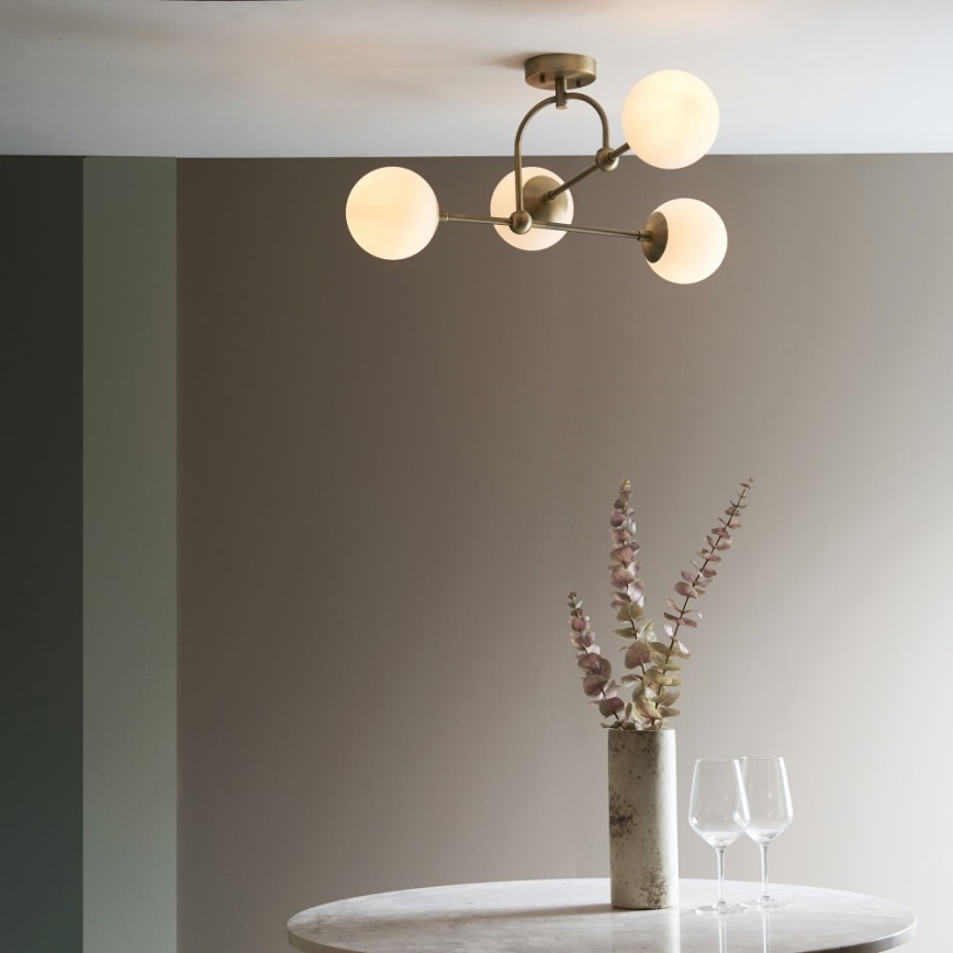 Endon 90843 - ONTARIO flush-mounted chandelier 4xE14/7W/230V brass