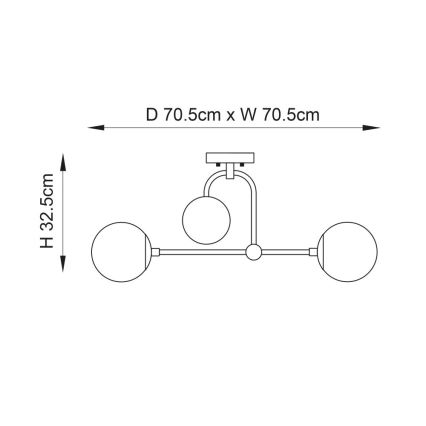 Endon 90843 - ONTARIO flush-mounted chandelier 4xE14/7W/230V brass