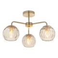 Endon 91968 - DIMPLE Flush-Mount Ceiling Light 3xE14/25W/230V, Gold / Smoked Beige