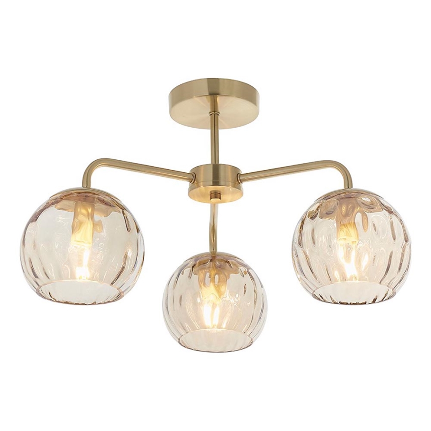 Endon 91968 - DIMPLE Flush-Mount Ceiling Light 3xE14/25W/230V, Gold / Smoked Beige