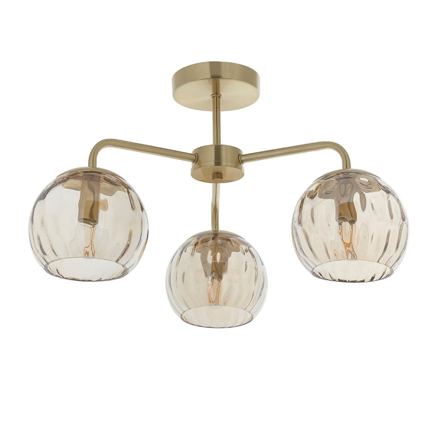 Endon 91968 - DIMPLE Flush-Mount Ceiling Light 3xE14/25W/230V, Gold / Smoked Beige