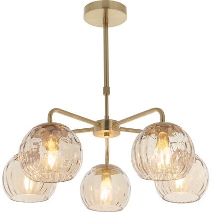 Endon 91969 - DIMPLE rod-mounted chandelier 5xE14/25W/230V gold