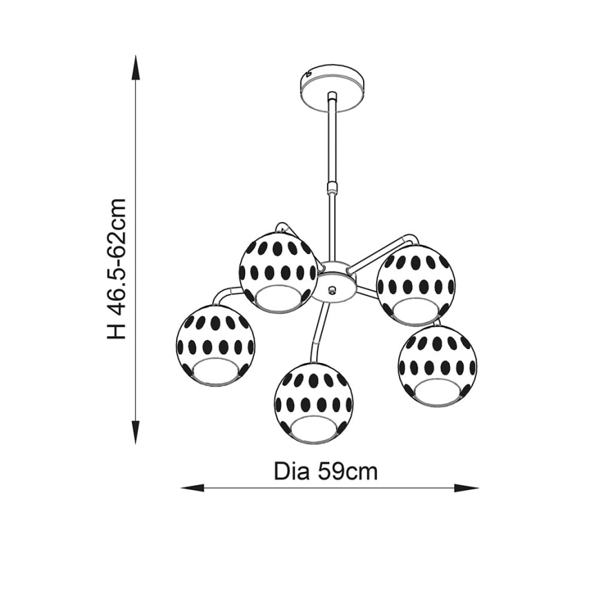 Endon 91969 - DIMPLE rod-mounted chandelier 5xE14/25W/230V gold