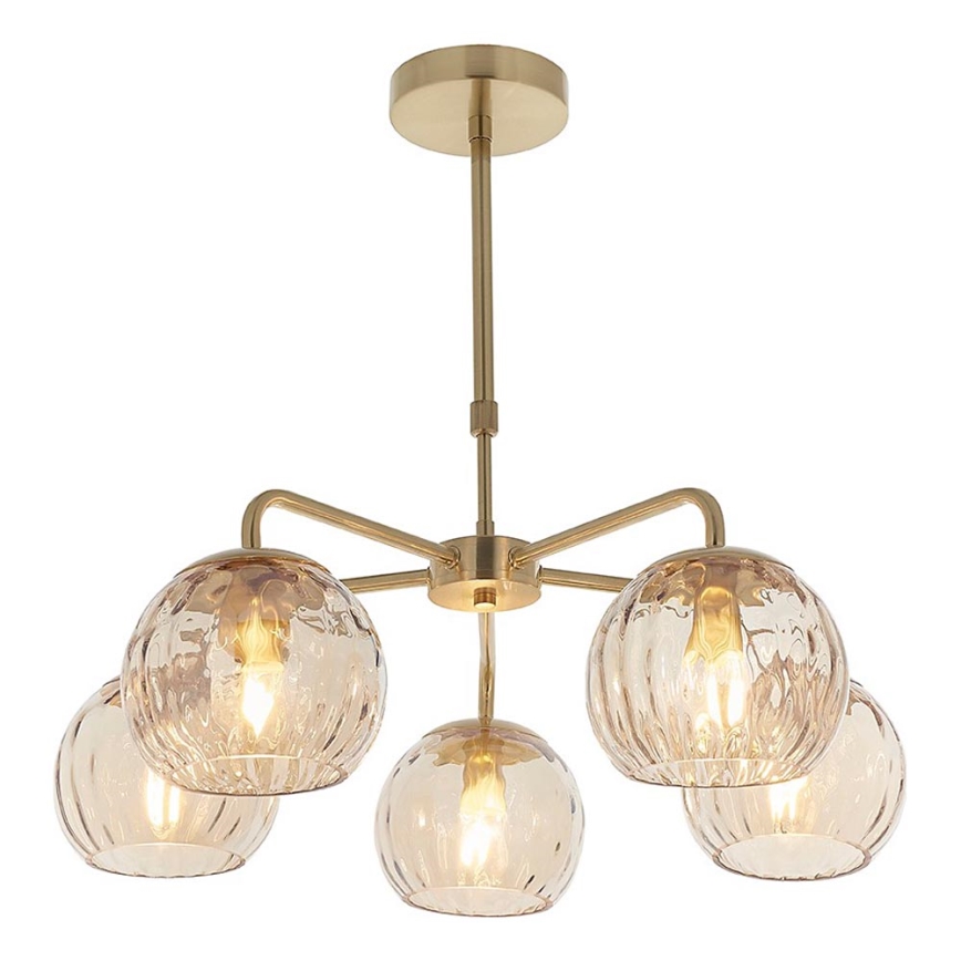 Endon 91969 - DIMPLE rod-mounted chandelier 5xE14/7W/230V gold