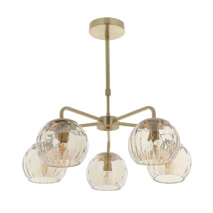 Endon 91969 - DIMPLE rod-mounted chandelier 5xE14/7W/230V gold
