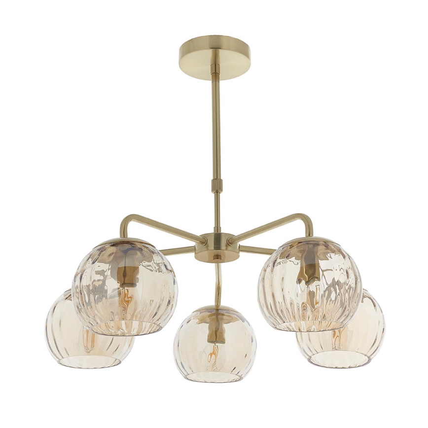Endon 91969 - DIMPLE rod-mounted chandelier 5xE14/7W/230V gold