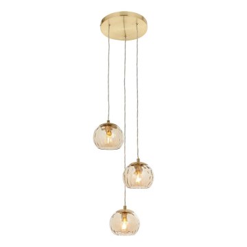 Endon 91971 - DIMPLE cable-suspended pendant 3xE14/7W/230V, gold/smoky beige