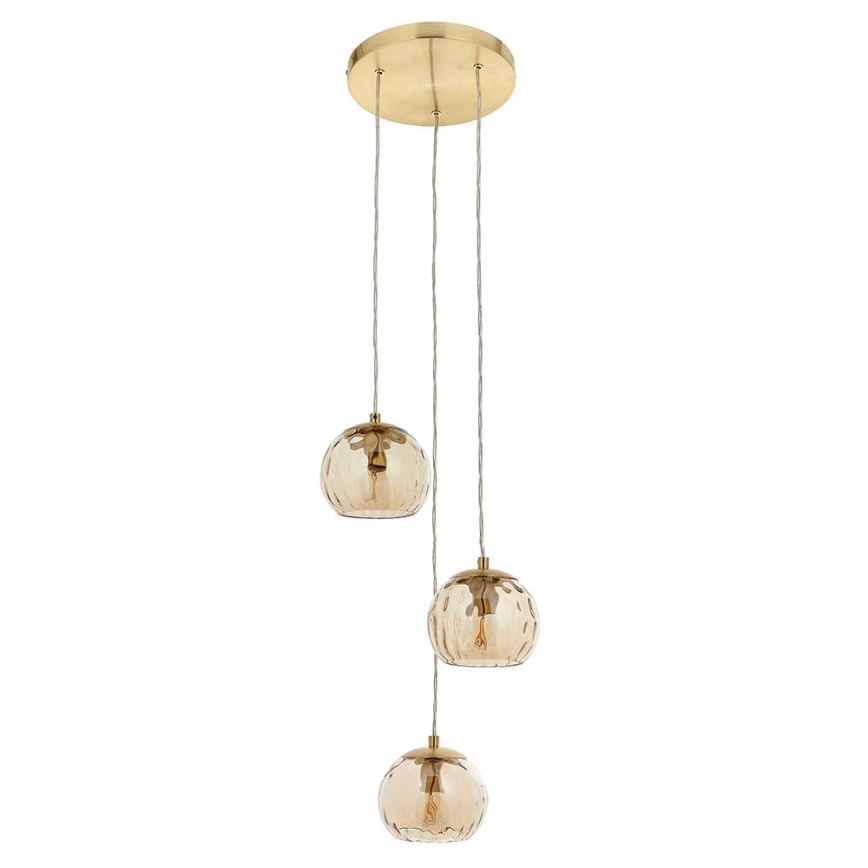 Endon 91971 - DIMPLE cable-suspended pendant 3xE14/7W/230V, gold/smoky beige