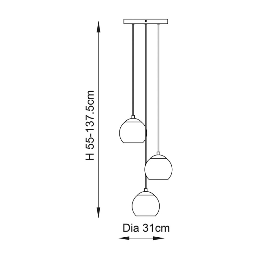 Endon 91971 - DIMPLE cable-suspended pendant 3xE14/7W/230V, gold/smoky beige