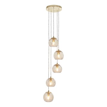 Endon 91972 - DIMPLE cable pendant light 5xE14/7W/230V gold/smoked beige