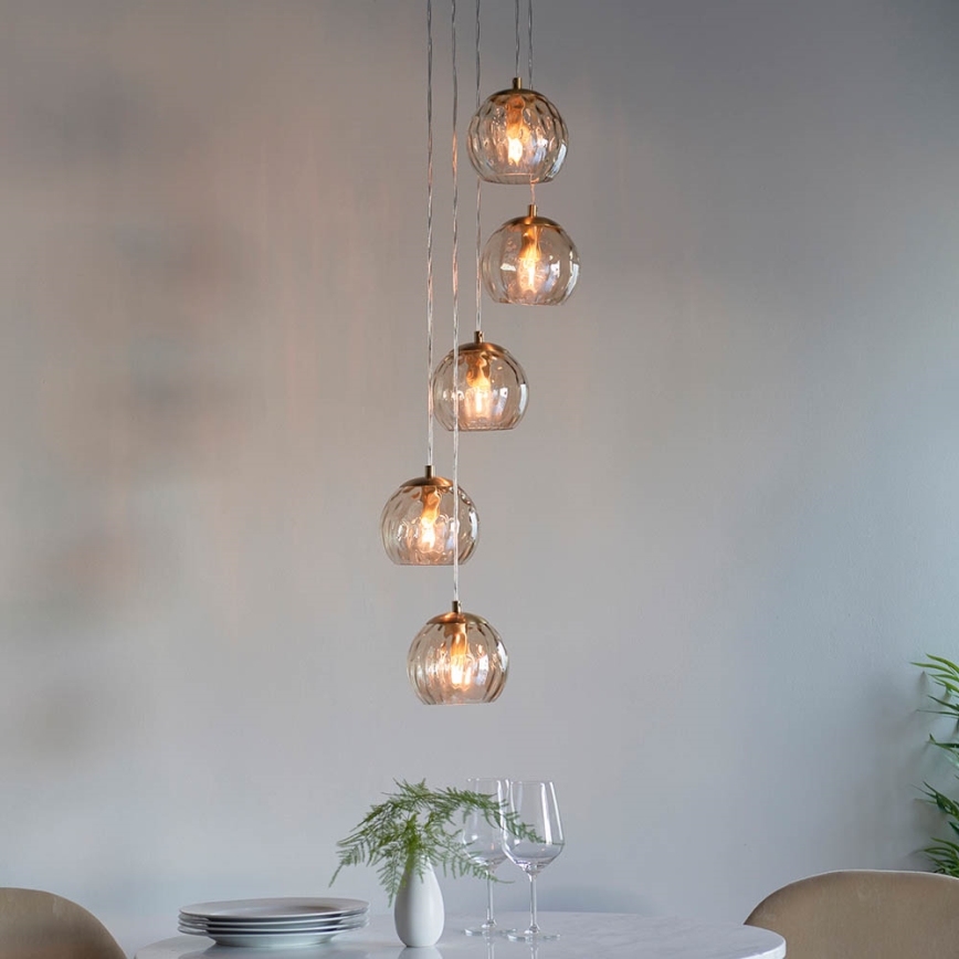 Endon 91972 - DIMPLE cable pendant light 5xE14/7W/230V gold/smoked beige