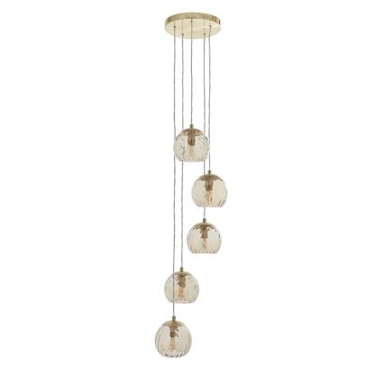 Endon 91972 - DIMPLE cable pendant light 5xE14/7W/230V gold/smoked beige