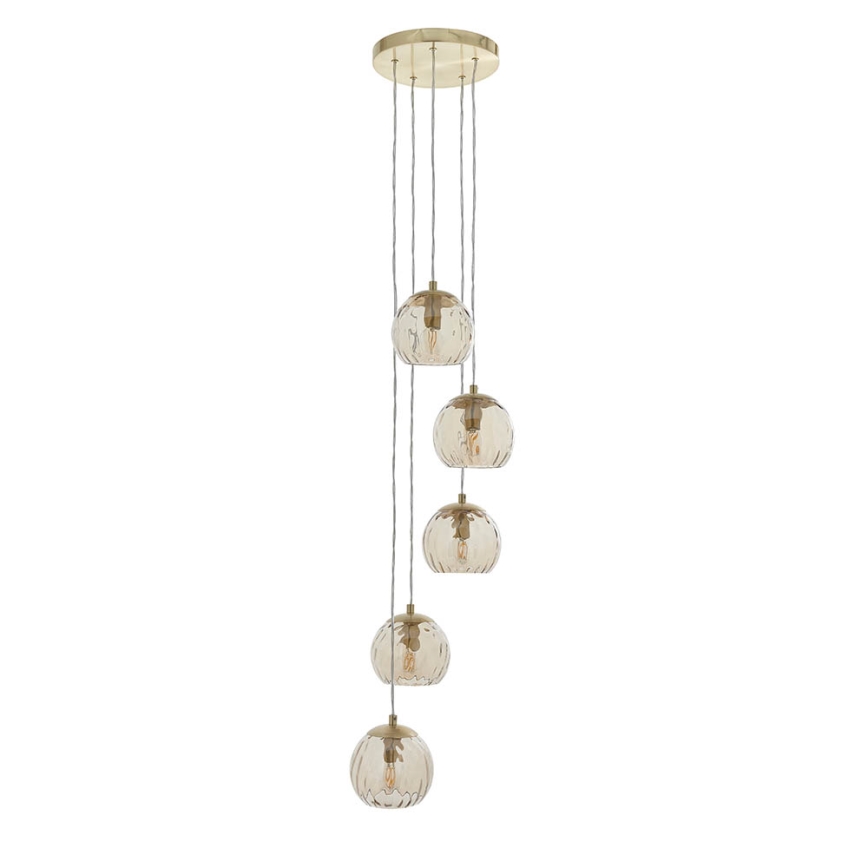 Endon 91972 - DIMPLE cable pendant light 5xE14/7W/230V gold/smoked beige