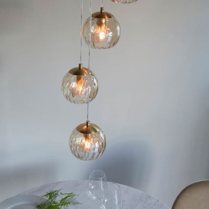 Endon 91972 - DIMPLE cable pendant light 5xE14/7W/230V gold/smoked beige