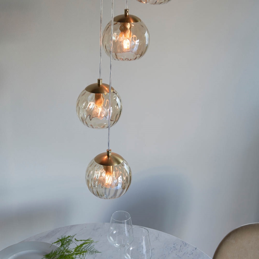 Endon 91972 - DIMPLE cable pendant light 5xE14/7W/230V gold/smoked beige