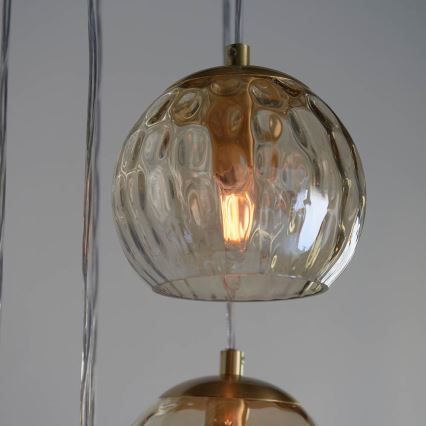 Endon 91972 - DIMPLE cable pendant light 5xE14/7W/230V gold/smoked beige