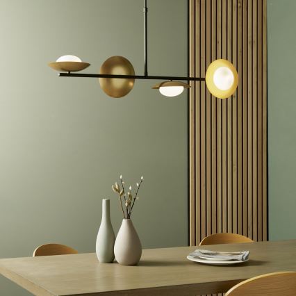 Endon 92036 - RUFFLE cable-hung pendant 4xG9/3W/230V brass/black