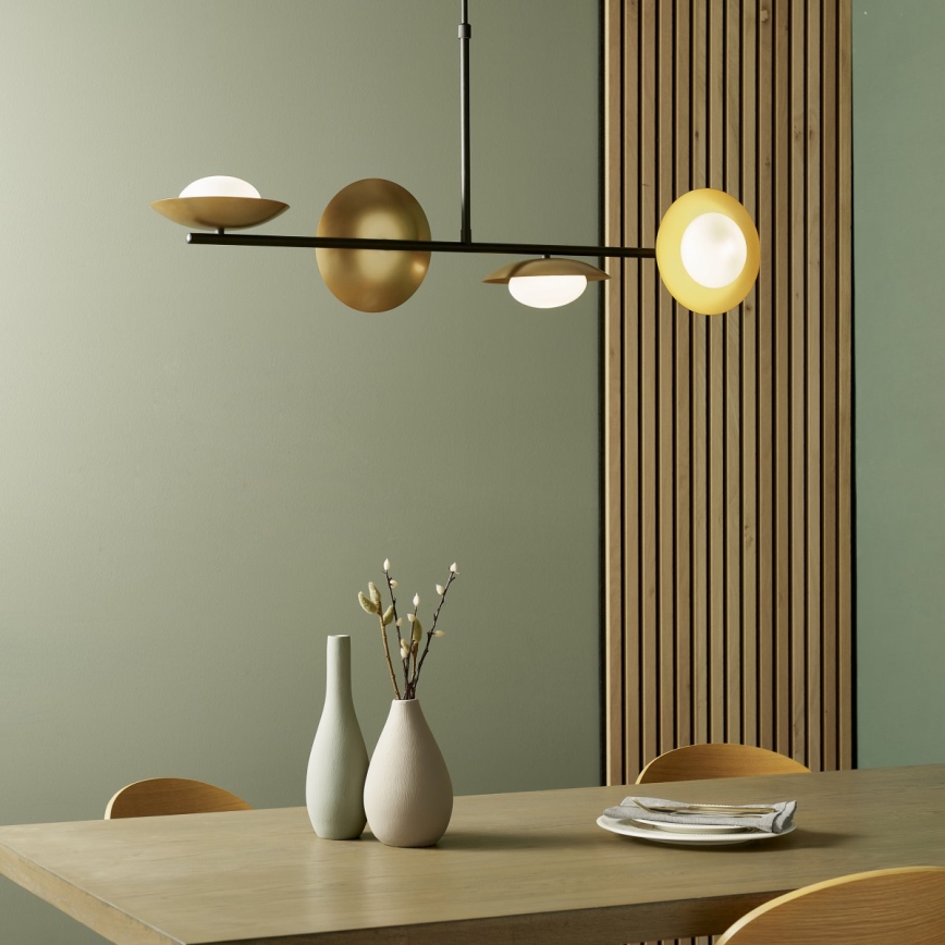 Endon 92036 - RUFFLE cable-hung pendant 4xG9/3W/230V brass/black