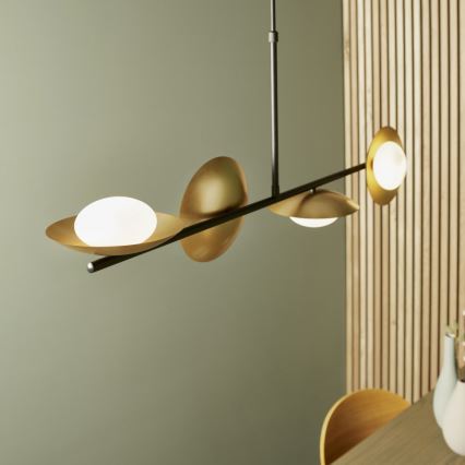 Endon 92036 - RUFFLE cable-hung pendant 4xG9/3W/230V brass/black