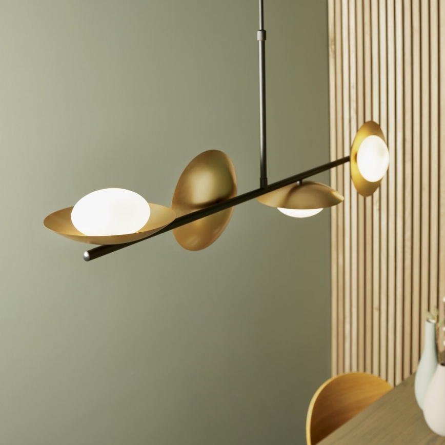 Endon 92036 - RUFFLE cable-hung pendant 4xG9/3W/230V brass/black