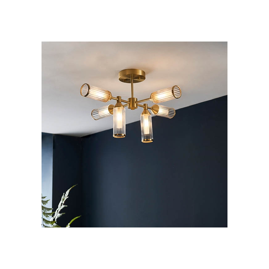 Endon 92213 - Rod-mounted pendant 6xG9/3W/230V brass