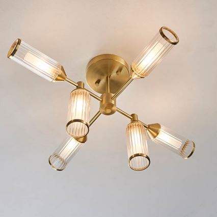 Endon 92213 - Rod-mounted pendant 6xG9/3W/230V brass