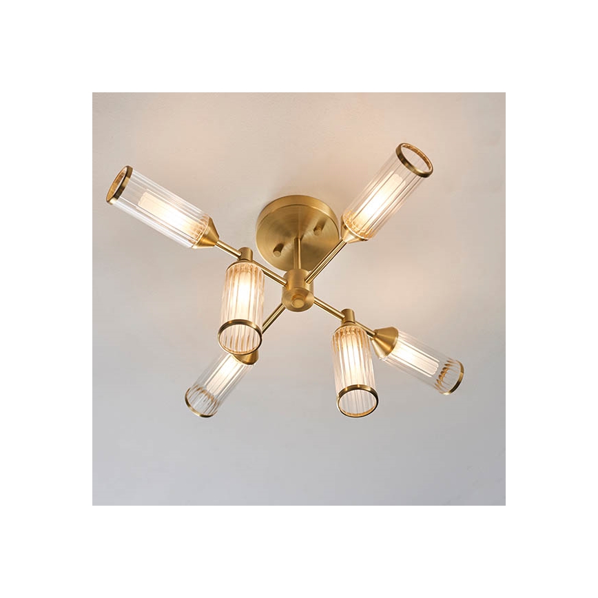 Endon 92213 - Rod-mounted pendant 6xG9/3W/230V brass