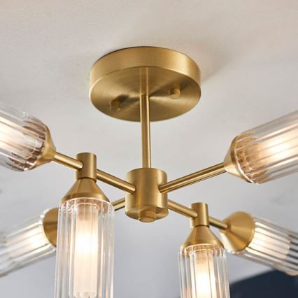 Endon 92213 - Rod-mounted pendant 6xG9/3W/230V brass