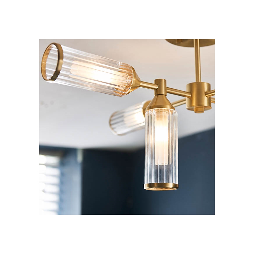 Endon 92213 - Rod-mounted pendant 6xG9/3W/230V brass