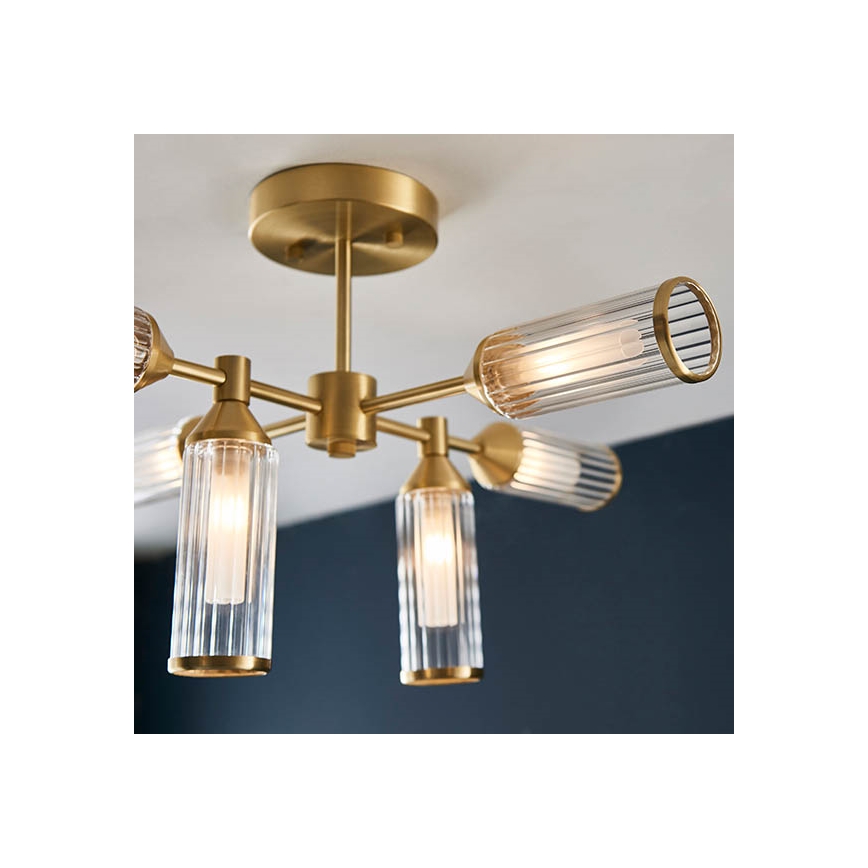 Endon 92213 - Rod-mounted pendant 6xG9/3W/230V brass