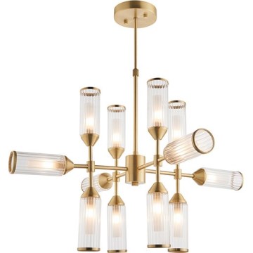 Endon 92214 - TOUR Rod-Mounted Chandelier 12xG9/3W/230V Brass
