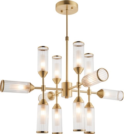 Endon 92214 - TOUR Rod-Mounted Chandelier 12xG9/3W/230V Brass